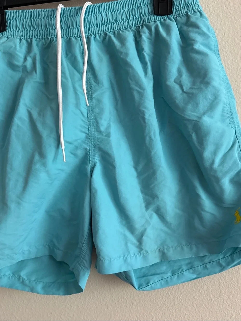 Polo by Ralph Lauren Men's Aqua Swim Trunks with White Drawstring
